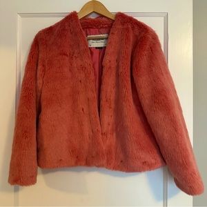 Barbiecore bright pink faux fur teddy jacket - Pull & Bear size S/M